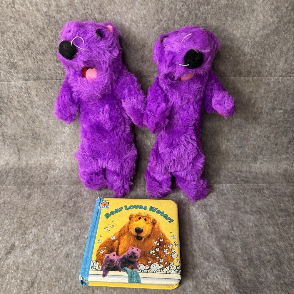 1999 Bear In The Big Blue House Pip & Pop 11" Plush Otters Mattel & Book